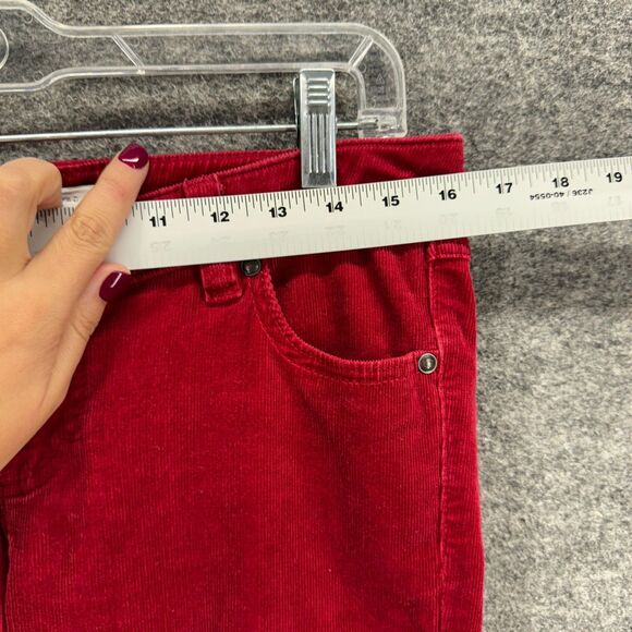 LC Lauren Conrad Pants Women 4 Red Corduroy Chino Low Rise Skinny Flat Front - Picture 3 of 7